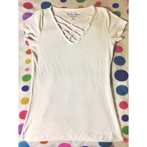 NWOT Hollister White Strappy V-Neck